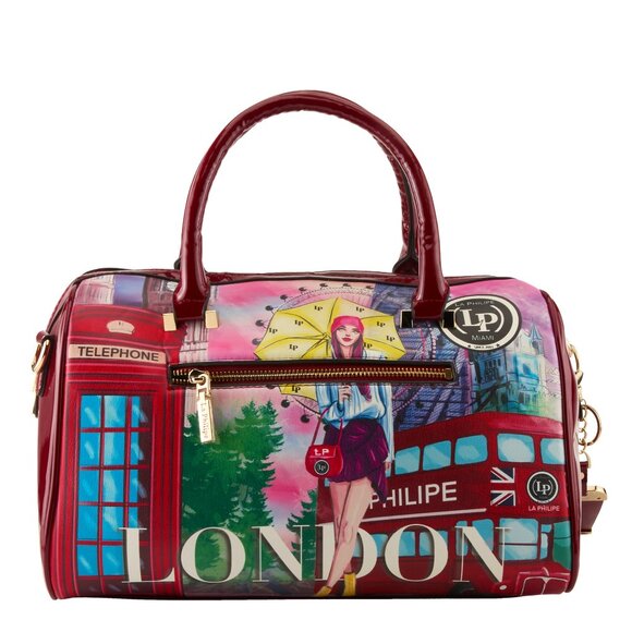 La Philipe handbag "Umbrella In London" 100% Vegan Leather, Hand Designed - Picture 2 of 5